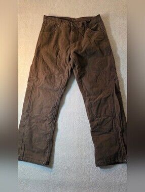 Berne Highland Washed Duck Insulated Outer Work Carpenter Pants Brown Mens 32X32